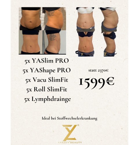 Bodyforming-Paket 4 – Stoffwechsel-Kombi (5x YASlim Pro, YAShape Pro, Vacu SlimFit, Roll SlimFit, Lymphdrainage)