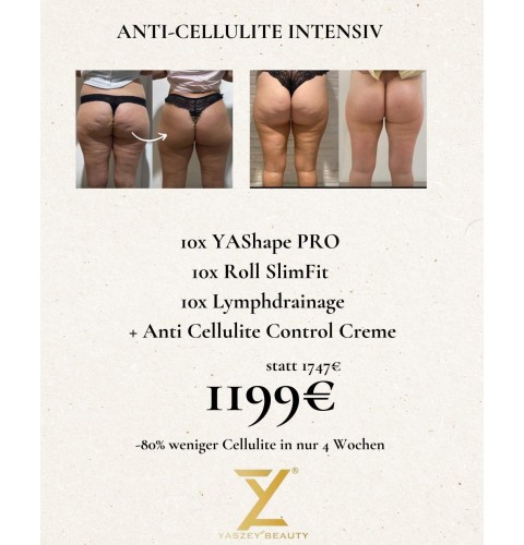 Bodyforming-Paket 3 – Anti-Cellulite Intensiv (10x YAShape Pro, Roll SlimFit, Lymphdrainage + Crème)