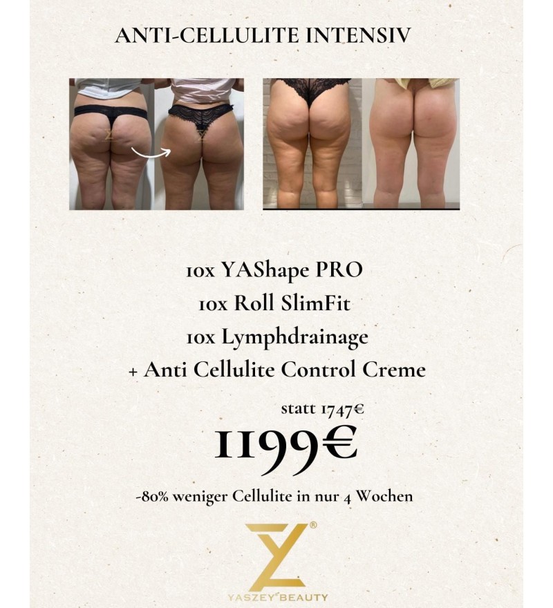Bodyforming-pakket 3 – Anti-cellulite intensief (10x YAShape Pro, Roll SlimFit, lymfedrainage + crème)