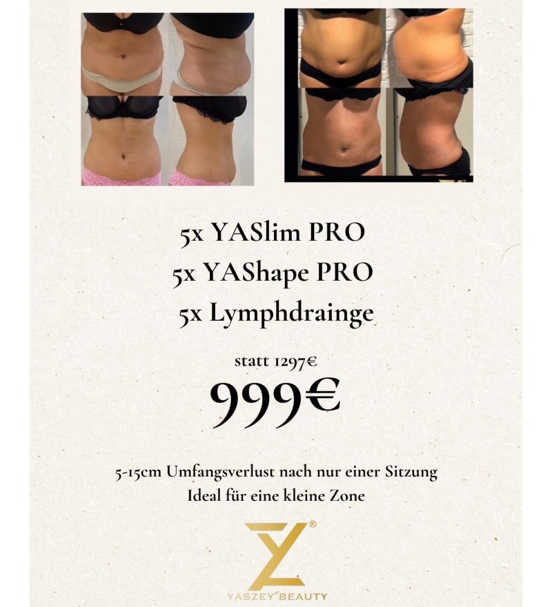 Bodyforming-Paket 1 – Kleine Zonen (5x YASlim Pro, YAShape Pro, Lymphdrainage)